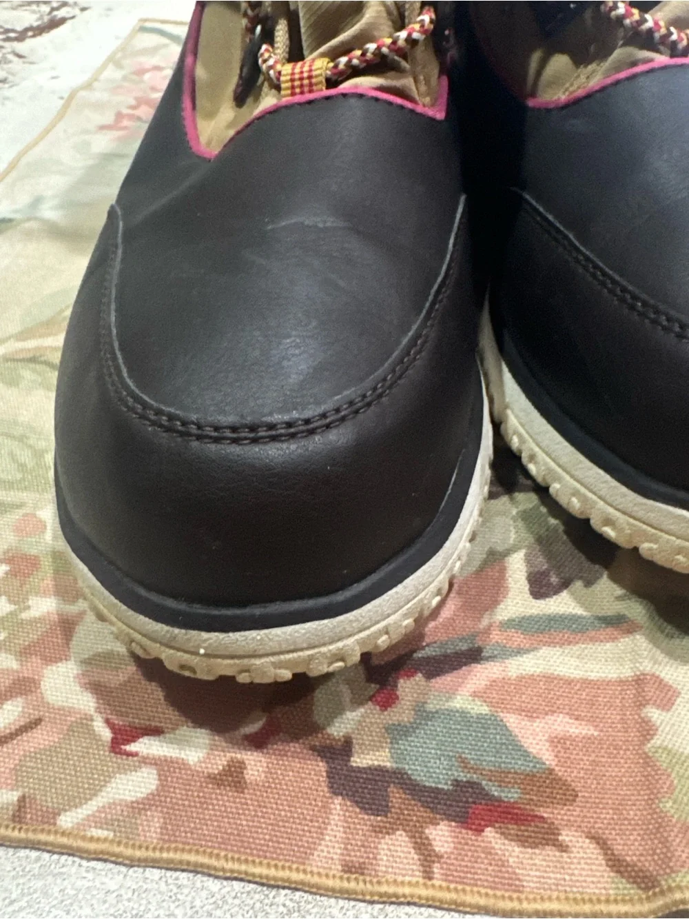 L.L. Bean Women's Boots Size 10 Brown and Tan Winter Lace-Up Boots Pink Trim